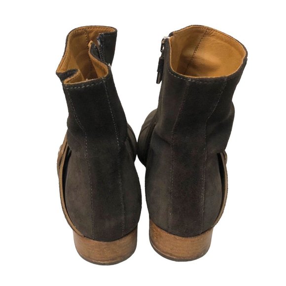 Alberto Fermani Brown Leather Suede Side zip Ankle Boot Retro Rustic Western 37 - Picture 5 of 7